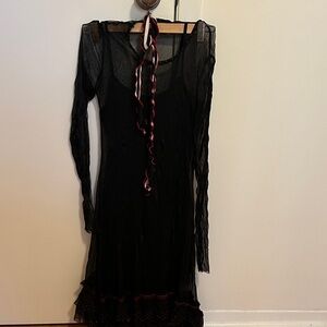 Elegant Black Sheer Dress, Underdress, and Choker